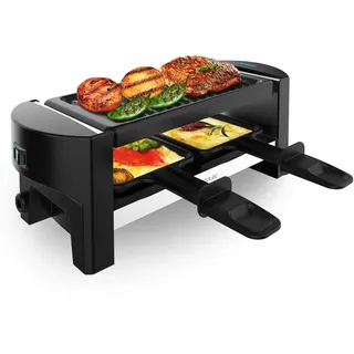 Cecotec Holz Raclette Käse & Grill 8200 Holz Schwarz. 1200 W, Grillfläche, 8 Einzelpfannen, Antihaftplatte, einstellbarer Thermostat, abnehmbares Design (Holz, AllStone)