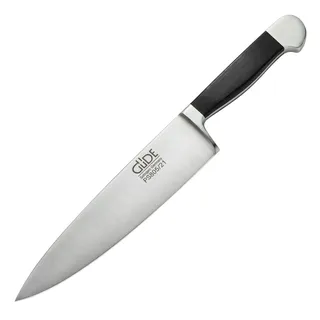 Güde Solingen Made in Germany - deutsches Kochmesser Handarbeit 21 cm Klingenlänge Alpha Pure Doppelkropf - geschmiedet Ergonomischer schwarzer Micarta-Griff - Perfekt für Profiköche Küchenmesser