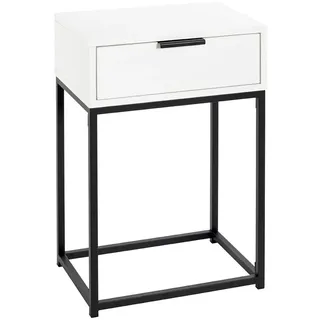 HAKU Konsolentisch Schwarz und Weiß – schmale Schwarze Konsole in rechteckiger Form, aus Metall und Spanplatte, mit Schublade Maße: B 40 × H 60 × T 28 cm Style: Modern