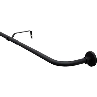 GARDINIA Gardinenstangen-Set Lisa Ausziehbar, 1-läufig, mit Bogen, Ø16/19 mm, Komplettstilgarnitur inkl. Befestigungsmaterial, Vorhangstange in Schwarz-matt, Metall, 180-240 cm