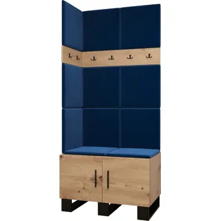 Garderobe ARTIN Set 11 mit gepolsterten Paneelen Industrial Design - Braun