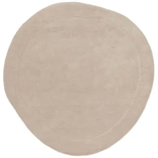 Kunstloft Wollteppich Shape Cream ø 200 cm rund , Beige , Textil , Beton Optik , Freiform , 200x1 cm , Gots , pflegeleicht , Teppiche und Böden, Teppiche, Schafwollteppiche