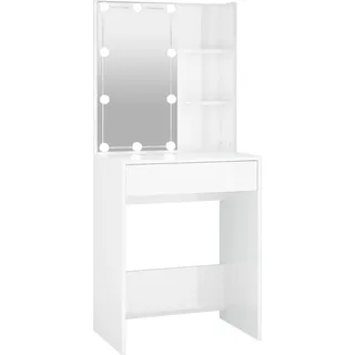 vidaXL Schminktisch mit LED Hochglanz-Weiß 60x40x140 cm - Weiß
