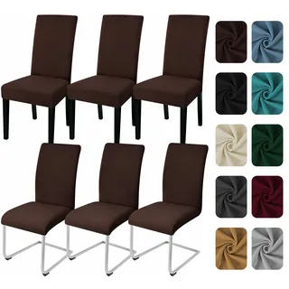 Yugarlibi Stuhlhussen 6er Set Stretch Stuhlbezug Schwingstuhl Kaffee | Elastische Stuhlhussen Schwingstuhl Stuhlbezug Universal Esszimmerstühle Bezug Waschbare hussen für stühle Küche Hochzeit