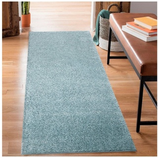 Carpet City Hochflor-Läufer »City Shaggy«, rechteckig, 30 mm Höhe, Teppich Einfarbig Uni, besonders flauschig-weich blau