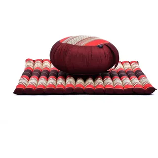 Leewadee Meditationskissen Set Sitzkissen Rund Zafu Yoga Kissen Zabuton Yogakissen Meditationskissen Meditation Zubehör Yoga Sitzkissen Yoga Meditationskissen, Kapok, Rot