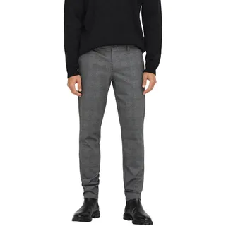 Only & Sons O&S Stoffhose Chino Elegante Business Pants Karierte Stretch Trousers Slim Fit Tapered Leg ONSMARK, Farben:Grau, Größe Hosen:33W / 30L, Beinlänge:L30