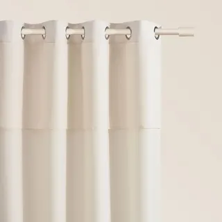 ROOM99 Vorhang mit Silberen Ösen Mia 140 x 280 cm Breite x Höhe Schiebegardinen Modern Curtain Wohnzimmer Schlafzimmer Helle Creme, 1 Stück
