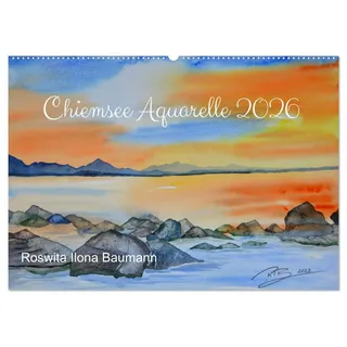 Chiemsee Aquarelle (Wandkalender 2026 DIN A2 quer), CALVENDO Monatskalender: Der Chiemsee - das Bayrische Meer ist der größte See in Bayern. (CALVENDO Kunst)