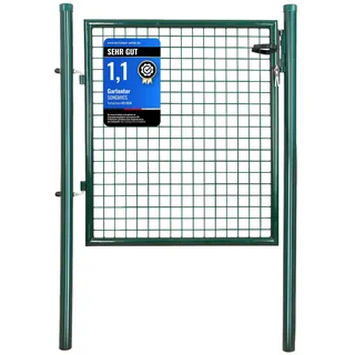 SONGMICS Gartentor, verzinkter Stahl, abschließbar, 106 x 150 cm (B x H) | Gartentür, rundes Rohr, Grau, PATYA Kollektion GGD150G