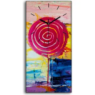 Küche Wohnzimmer Wand Leinwand Uhr 30x60 Wand Bild Malerei Lollipop Baum bunte - schwarze Hände - Bunt