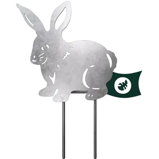 VERDOBA Kaninchen Gartenstecker - Silberne Hasen Garten Deko - Deko Hasen Gartenstecker - Osterhasen Deko aus Eisen in Antikfinish - Dekoration für den Garten, Balkon & Terrasse