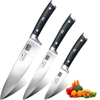 SHAN ZU Messerset 3-tlg. 20 cm Chefmesser, 15 cm Allzweckmesser, 9,5 cm Schälmesser Weiß