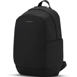 Kapten & Son Rucksack Oslo All Black 18L | Rucksack Herren & Damen Schwarz | 16 Zoll Laptopfach, Handgepäck-Größe & Kofferbefestigung | Ergonomisch & Wasserabweisend mit Schlüsselkarabiner