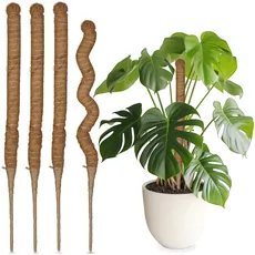 Relaxdays Kokosstäbe im 5er Set, biegsame Pflanzenstäbe, für Monstera, Efeutute und mehr, 60 cm lang, Kokosfaser, Natur