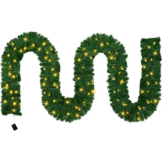 Weihnachtsgirlande - LED Tannengirlande 10 m - 200 LEDs - Beeren & Tannenzapfen - Innenbereich - Polyester - Grün