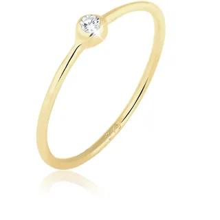 Elli PREMIUM Ring Damen Solitär Klassisch mit Zirkonia Kristalle aus 375 Gelbgold