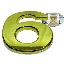 PARENCE - 3D Türnummer - 10 cm - Premium Kunststoff gebürstet - Gold Glanz - Extra starker Kleber - Türnummer Straße, Haus (6, OR) PARC001