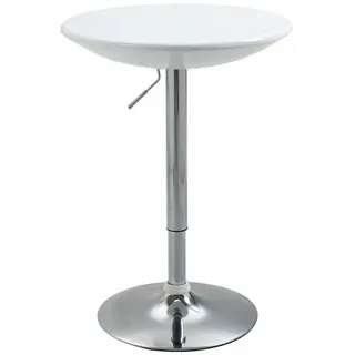 Homcom Bartisch Metall, ABS-Lackierung Weiß Ø61 x 76-97 cm, Esszimmer, Barmöbel, Bartische