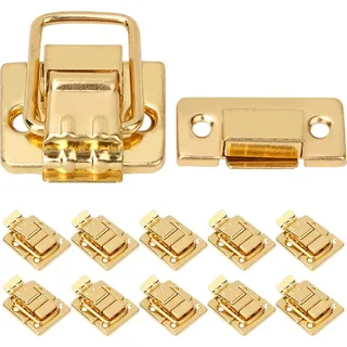10 Stück Schnappverschlüsse aus goldenem Edelstahl für Boxen, Truhen, Koffer, Knebelverschluss, 28 x 40 mm - Gold