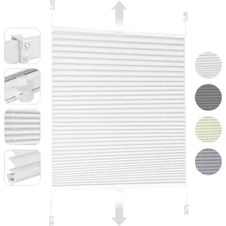 Sekey Plissee ohne Bohren Verdunkelung, Fenster Plissee Klemmfix Jalousie 55 cm breit, Verspannt Blickdicht Sonnenschutz Fensterollo, 55x130cm, Weiß