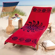 Delindo Lifestyle Frottee Bezug für Gartenliege Tropical Sun Red, Schonbezug für Sonnenliegen, Liegenauflage aus 100% Baumwolle, 83x200 cm