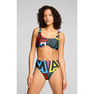 Badehose PUMA "PUMA SWIM WOMEN PRINTED SCOOP NECK TOP 1P", Damen, Gr. XS, N-Gr, multi colour, Obermaterial: 82% Polyester, 18% Elasthan, Badehosen Badehose