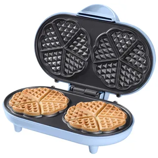 Bestron Doppel-Waffeleisen Herz Blau