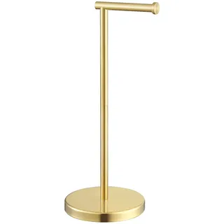 KES Toilettenpapierhalter Stehend Klopapierhalter Freistehend Toilettenpapierständer Edelstahl SUS 304 WC Rollenhalter Papierhalter Aufbewahrung Gebürstetes Gold Finish, BPH283S1-BZ