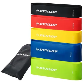 Dunlop Fitness Band Fitnessbänder Set - 5 Resistance Bands für schnelle Krafttraining Erfolge - Premium Widerstandsbänder in 5 Stufen als LongLife+ Latex Bänder Set