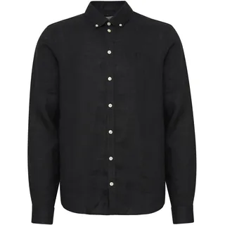 Langarmhemd CASUAL FRIDAY "Langarmhemd CFAnton", Herren, Gr. XL, N-Gr, schwarz (schwarz beauty), Obermaterial: 100% Leinen LI., Hemden Langarmhemd