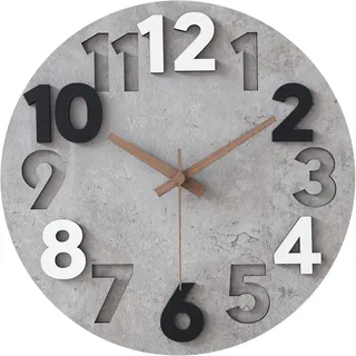 Stellarize Wanduhr Ohne Tickgeräusche Modern Holz 3D Küchenuhr für Wohnzimmer Kinderzimmer Büro (30 cm)