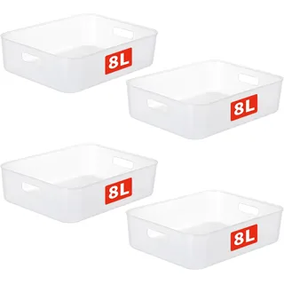 Cetomo 8L*7 Aufbewahrungskorb,Aufbewahrungsboxen aus Kunststoff, Mehrere Farben zur Schrank Organizer für Küche, Schrank, Büro, Bad, Spielzeug, Klar