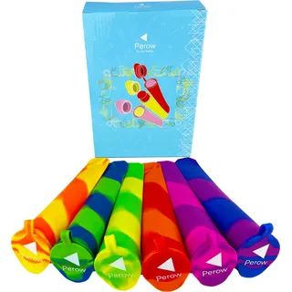 Perow Eisformen Calippo - 6 Stück - BPA- und chemikalienfreie Silikon-Eisbehälter - Eisformenhersteller - Eis am Stiel