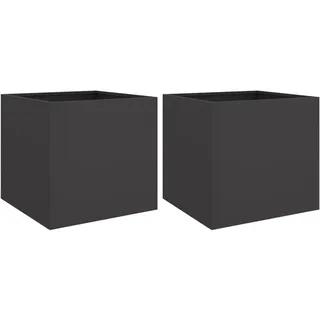 vidaXL Pflanzkübel 2er Set Schwarz 49/47/46 Cm Stahl , Metall , 49x46x47 cm , Gartenzubehör, Hochbeete