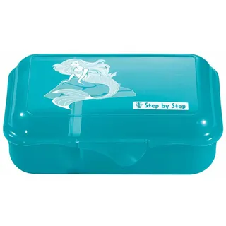 Step by Step Lunchbox „Mermaid Delia“, blau, mit Trennwand und Klickverschluss, spülmaschinenfest, BPA-frei, für Schule und Kindergarten, für Mädchen, 0,9 Liter
