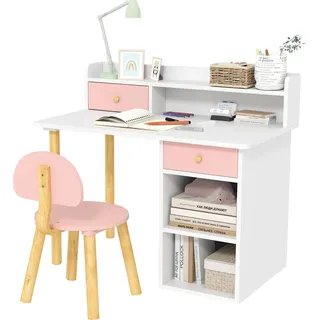 Kinderschreibtisch - Set mit Stuhl - Schubladen, Fächer und Regale - Stauraum - MDF - 85×48×73 cm - Grün