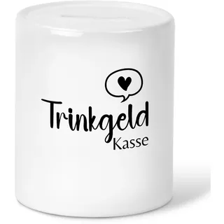 22Feels Spardose Trinkgeldkasse für Friseure Gastronomie Servicekräfte & Dienstleister – Geschenk zur Eröffnung oder für das Team – Keramik, Hochweiß mit Herz & Schriftzug