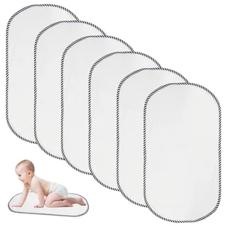 Wiederverwendbar Wickelunterlage für Babywindeln: WEGREAT 6 Stück Wickelunterlage Waschbar, Wasserdicht, 30x60cm Wickelunterlage aus Bambus-Viskose, Sanft & Schützend - Komfort für Babys, Weiß