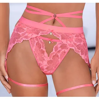 Strapsgürtel LASCANA, Damen, Gr. 36/38, pink, Spitze, Obermaterial: 88% Polyamid, 12% Elasthan, Strumpfhalter Strapsgürtel, aus edler, dezent transparenter Spitze mit dekorativen Bändchen
