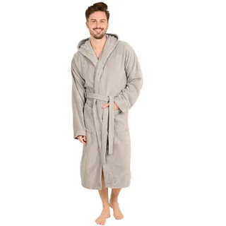 Blumtal Badenmantel Herren S - kuschelig weicher Bademantel aus 100% Baumwolle mit gefütterter Kapuze, Grau , Textil , onesize , Heimtextilien, Badtextilien, Bademäntel
