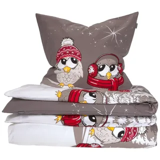 SCHIESSER Bettwäscheset Olsona - Feinbiber - 2-teilig - 135 x 200 cm - Grau