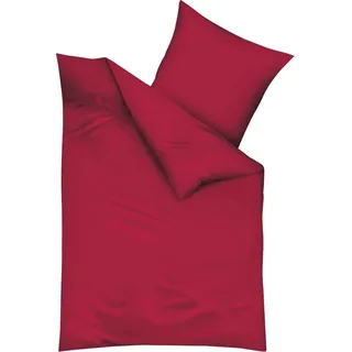 Kaeppel Biber Bettwäsche Uni Einfarbig Karmin 200x200 cm + 2x 80x80 cm - bordeaux