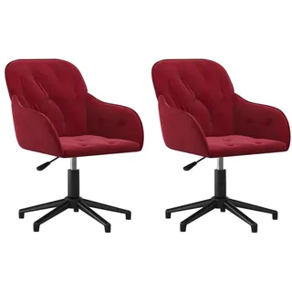 vidaXL Esszimmerstühle 2 Stk. Drehbar Weinrot Samt