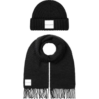 Strickschal NAVAHOO "Strickschal Kuschelpärchen 14", Damen, Gr. M, schwarz, Obermaterial: 100% Polyacryl PAN., Modetücher Strickschal