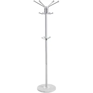 Carryhome Kleiderständer , Silberfarben, Weiß , Metall, Stein , 37x170x37 cm , Garderobe, Garderobenständer