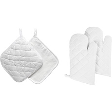Bastelfilz & Company 444621 Topflappen und Ofenhandschuh Kitchen Gloves weiß Baumwolle