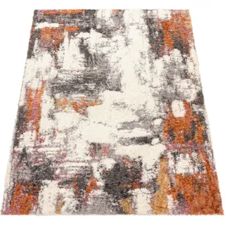 Paco Home Hochflor Teppich Wohnzimmer Esszimmer Shaggy Vintage Abstraktes Muster 140x200 cm, bunt