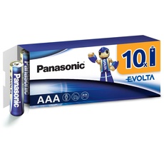Panasonic AAA Batterien EVOLTA 10er Pack Alkaline Batterie, AAA Micro LR03, plastikfreie Verpackung, 100% recyclebar, 1,5 V, Premium Batterie für Spielzeug, Roboter und Taschenlampe