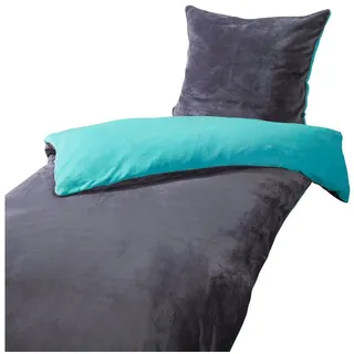 heimtexland Teddy Flanell Wende Bettwäsche Plüsch Bezug 80x80 I 200x135 Super Soft mit Cashmere Touch Oberfläche Typ751 Petrol - Petrol